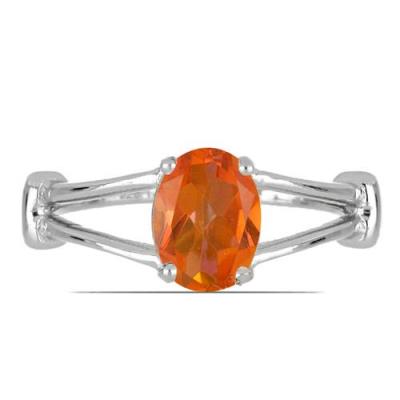 BUY STERLING SILVER NATURAL PADPARADSCHA QUARTZ SINGLE STONE RING